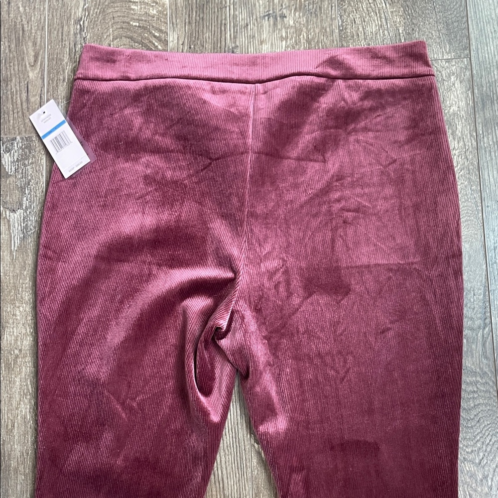 Nanette Lepore Burgundy Velour-Textured Ribbed Pants Size XL - Picture 7 of 9